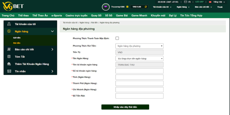 Hướng dẫn rút tiền từ nhà cái V9bet siêu đơn giản